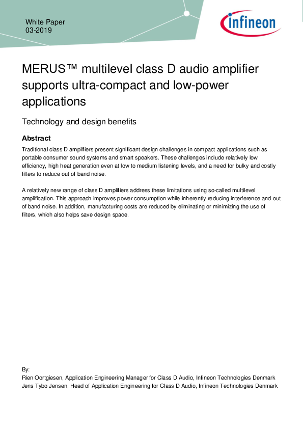 MERUS™ multilevel class D audio amplifiers - Infineon Technologies