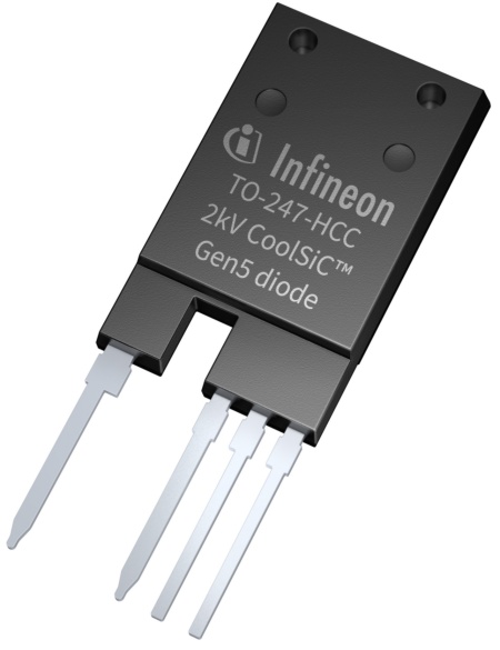 Die CoolSiC™ Schottky Diode 2000 V G5 von Infineon ist die erste diskrete Siliziumkarbid-Diode auf dem Markt mit einer Durchbruchspannung von 2000 V.