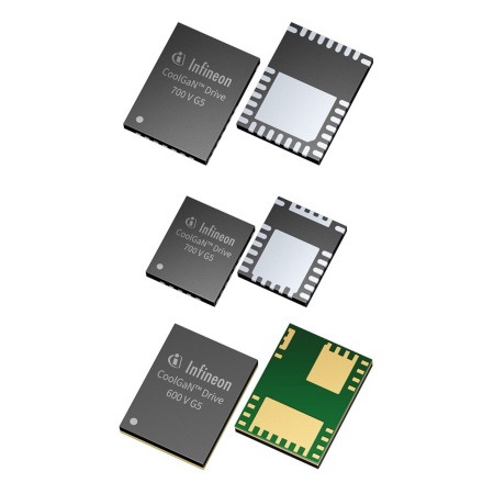 Infineon’s CoolGaN™ Drive product family consists of the CoolGaN Drive 700 V G5 single switches, integrating one transistor plus gate driver, as well as the CoolGaN Drive HB 600 V G5 devices, combining two transistors with integrated high- and low-side gate drivers.