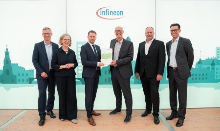 Raik Brettschneider, Managing Director, Infineon Dresden Regina Kraushaar, President of the Saxony State Directorate Michael Kretschmer, Prime Minister of the Free State of Saxony Dr. Rutger Wijburg, Member of the Management Board and Chief Operations Officer, Infineon Technologies AG Dirk Hilbert, Mayor of Dresden Thomas Richter, Managing Director, Infineon Dresden